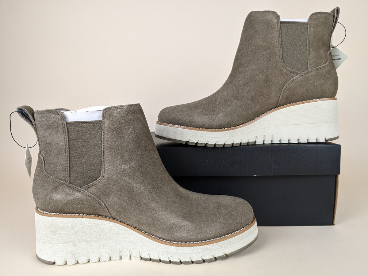 ガラモン Cole Haan Zerogrand City Wedge Boots Womens 9.5 B Gray Suede