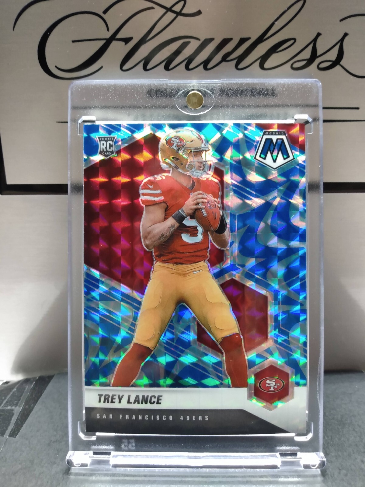 2021 Panini Mosaic RC Trey Lance #303 SP Blue Reactive Mosaic Holo Prizm