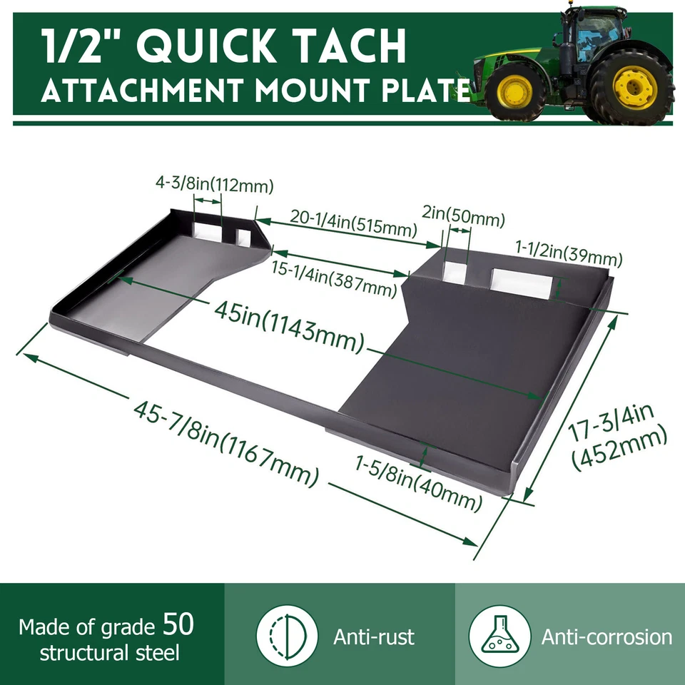 Adaptador de placa de montaje de minicargadora de 1/2" accesorio de tacómetro rápido para Bobcat Foto 2 de 4