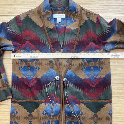 Jones New York Jacket Sz Petite Medium Vtg Coat Southwest Aztec Cowgirl Western - Picture 3 of 9
