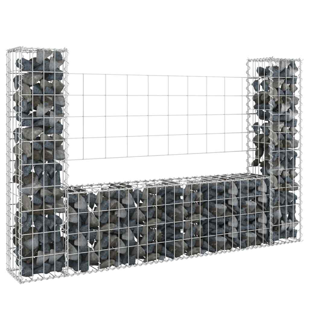 Gabion en U avec 2 poteaux en fer 140x20x100 cm pour retenue de terre