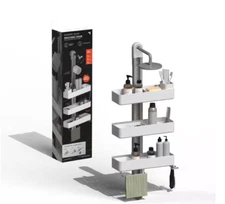 SHARPER IMAGE The SpaStudio Hook, 3 Tier Adjustable Modular Hanging Shower Caddy