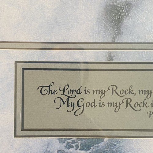 XL PHARES DANS LA TEMPETE JEAN GUICHARD DOUBLE MATTE Psalm 18:2 GLASS & FRAME - Picture 4 of 11