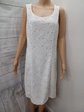John Meyer Shift White Dress Sz 8 Lace Lined Formal Sleeveless