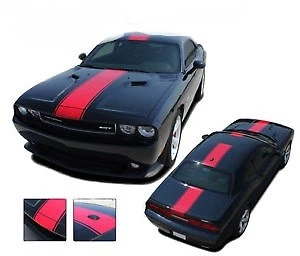 PARA Todos Dodge Challenger Rally Rojo 10" Carreras Vinilo Rayas Gráfico Calcomanía 20 PIES Foto 4 de 4