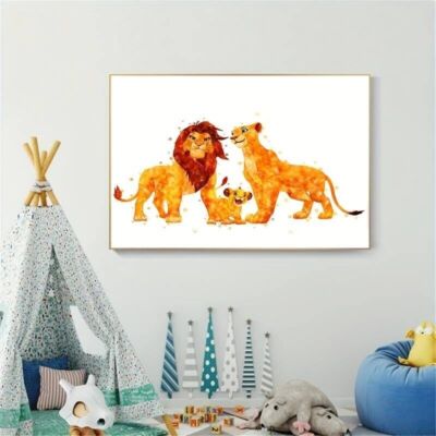 Der König der Löwen Kinder Cartoon Gemälde Wandbild ungerahmt Leinwand Bild 60 x 40