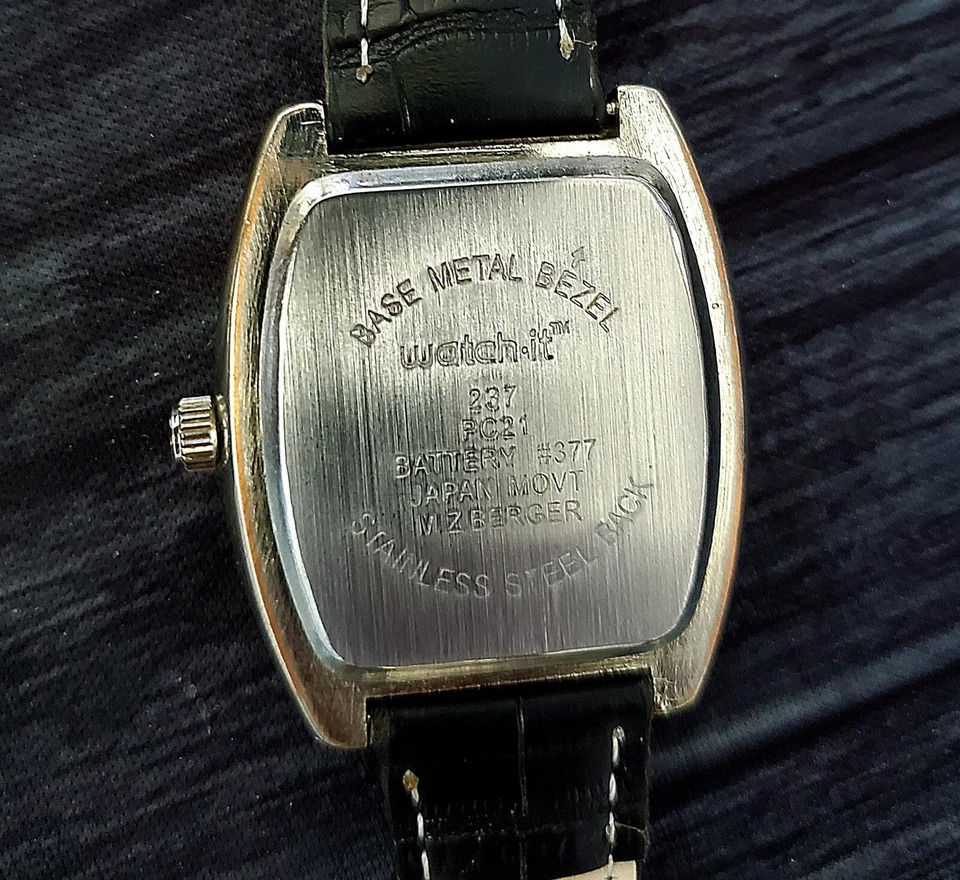 Raro Reloj Watchit Hombre Tonneau Barrel Batería Nueva y Correa Foto 3 de 4