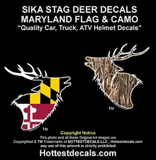 SIKA DEER DECAL Maryland Flag Sticker REED CAMO MARSH WEED Vinyl Car Truck Boat