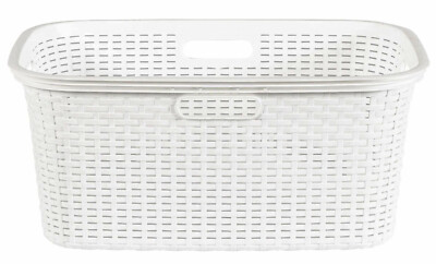 Wäschekorb Wäschewanne Plastik Kunststoff Korb Griffen Rattan Optik