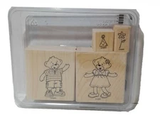 Stampin' Up! Build-A-Bear Beary Best Friends Wood Stamp Lot Of 4 Stamps Bears