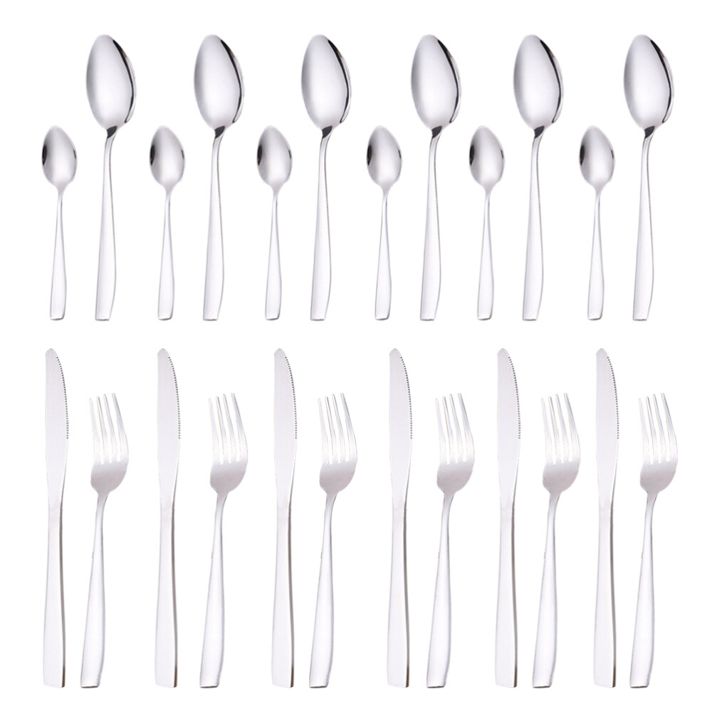 24 Pcs Gold Silverware Dishwasher Smooth Cutlery Stylish Tableware