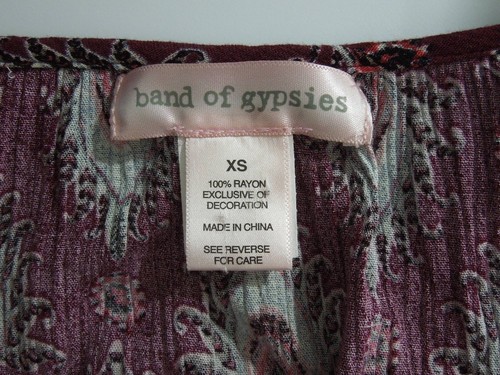 BAND OF GYPSIES Blouse XS Womens Juniors V-Neck Cross Front - Picture 5 of 6