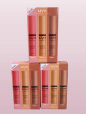NYX BUTTER GLOSS LIP TRIO CREME BRULEE, FORTUNE COOKIE, MADELINE BOXED LOT OF 3