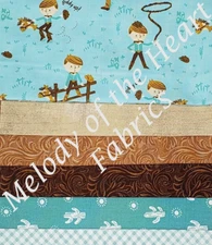 WESTERN COWBOY 6 Fat Quarters Quilting Moda Fabric Sewing cactus Little Cowpoke