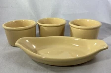Chantal Mustard Yellow Bakeware Set 3 Ramekins Custard Cups & 1 Au Gratin Dish