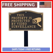 Luxury Black & Gold Surveillance Statement Plaque - Outdoor Security Sign