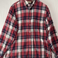 Vintage LL Bean Shirt Mens Medium Red Flannel Button Down Made In USA Outdoor