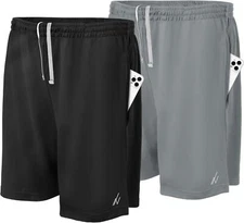 NY Threads Men's Athletic Shorts 2 Pack Quick XX-Large, Black / Medium Grey 