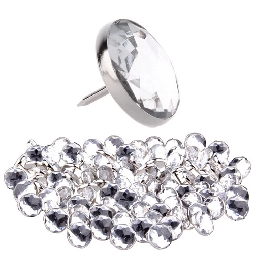 CRYSTAL DIAMOND DIAMANTE GLASS BUTTONS NAIL BACK UPHOLSTERY BEDS HEADBOARDS 22MM
