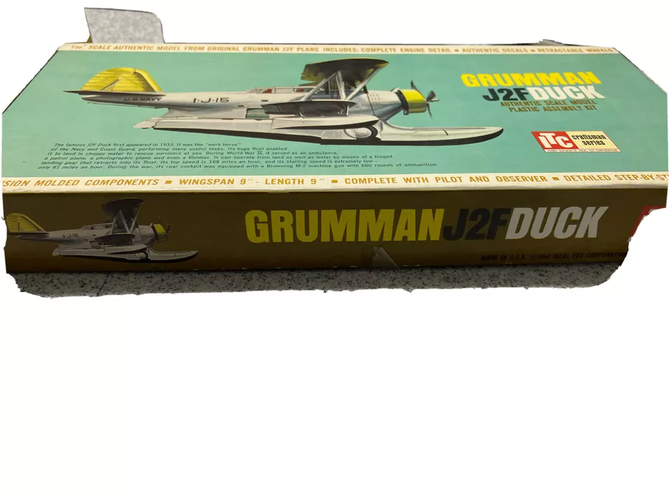 ITC Ideal Toy Co. GRUMMAN J2F DUCK Scale Plastic Model Kit UNBUILT 1962 - Image 2 of 4