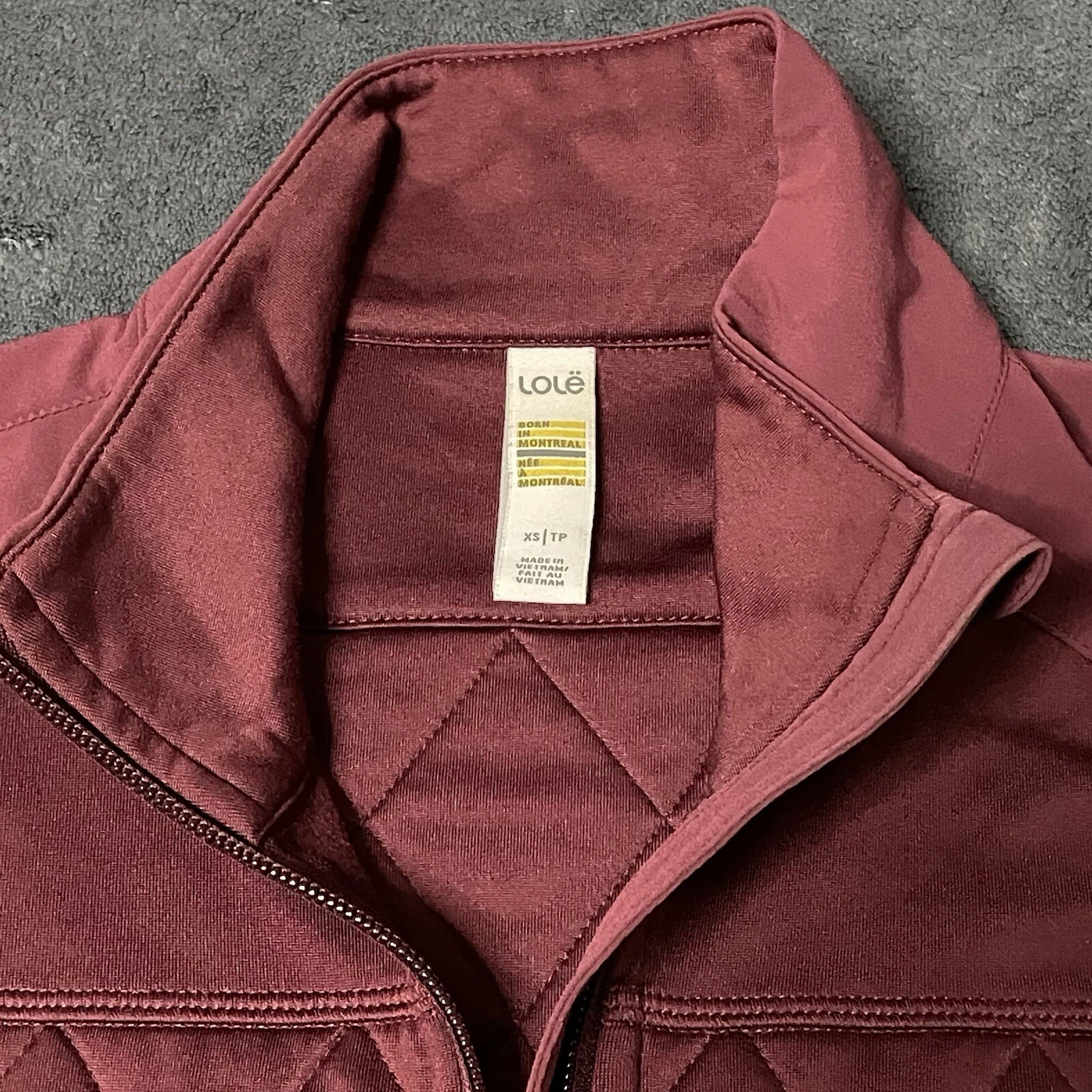 lole mixed media zip pocket quilted full zip soft shell jacket