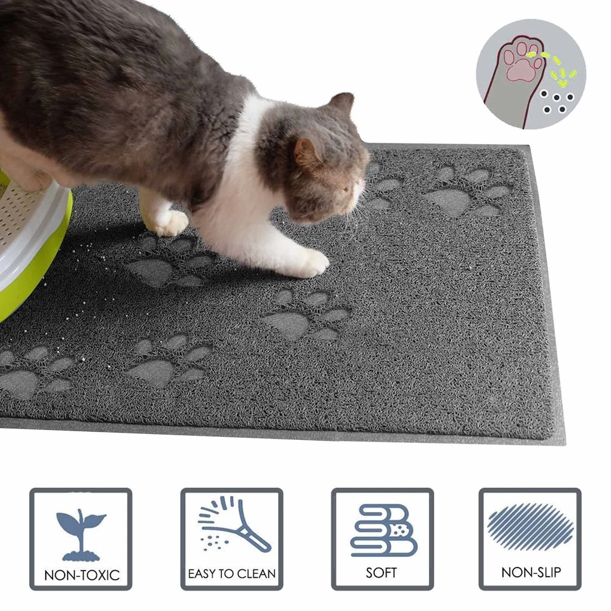 Dog Cat Food Mat With Non Skid Design-Best For Containing Spills Pet Feeding  Mat