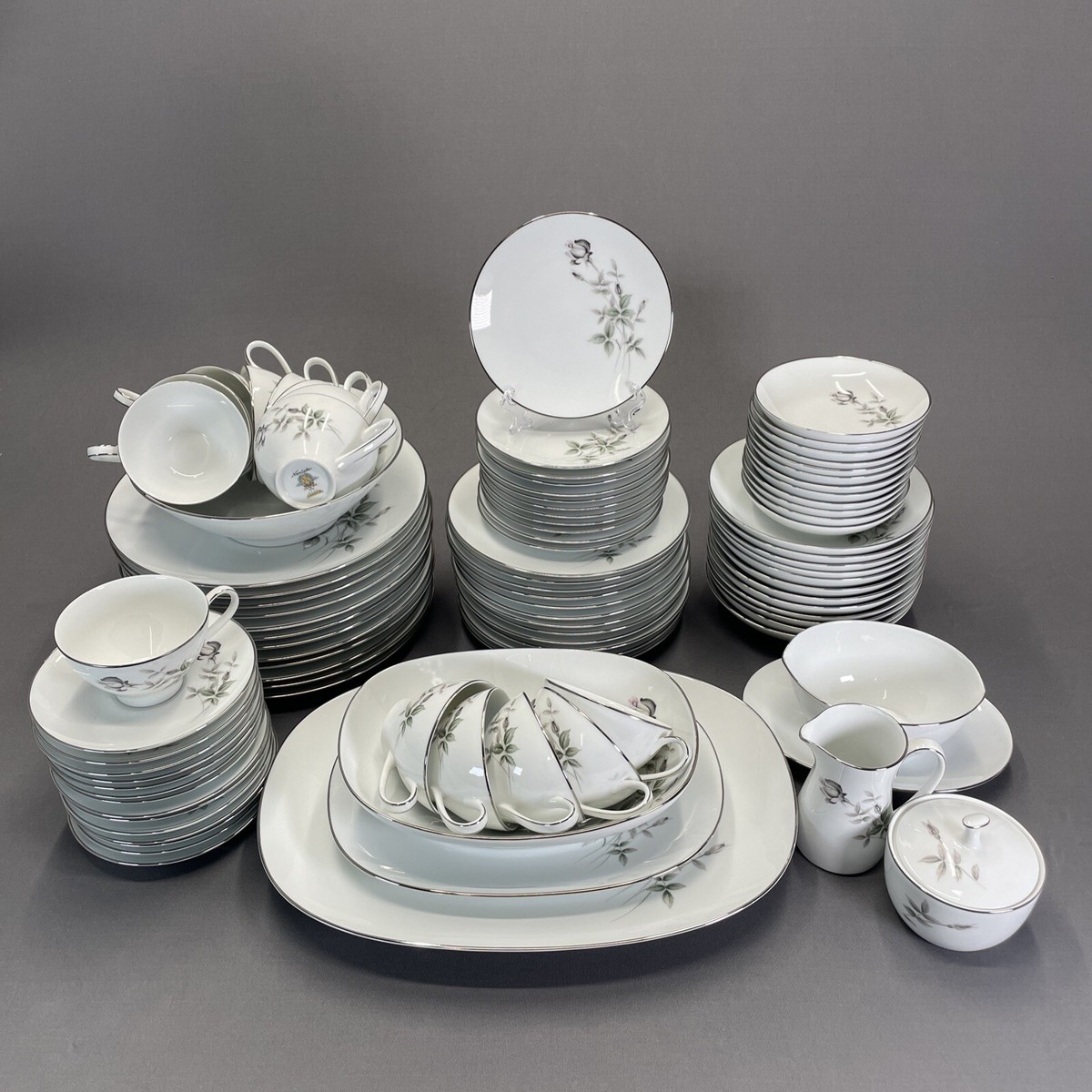 Noritake Janette 6604 Dinnerware Set Replacements Grey Pink Floral