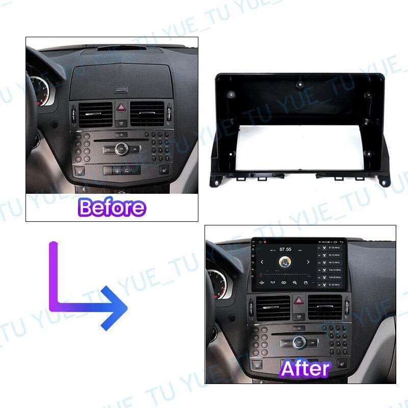 9'' Car Radio Stereo Frame Panel Fascia for Benz C-CLASS W204 C180 C200 2006~11 - Image 2 of 3