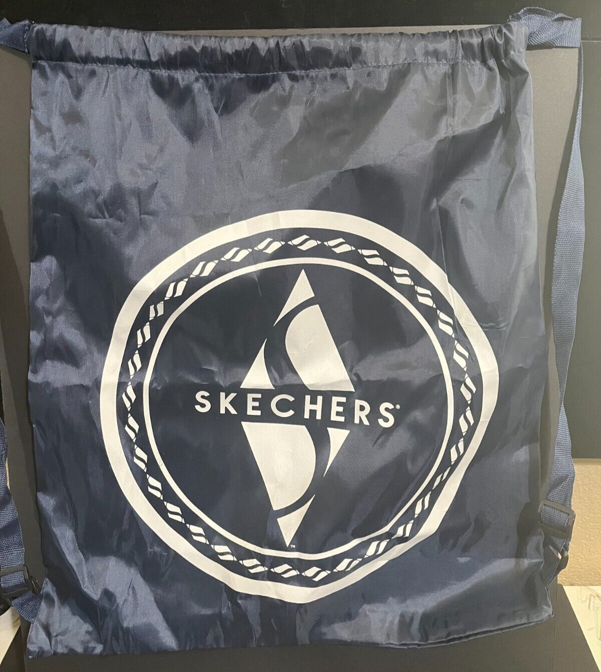 Skechers Nylon Drawstring Tote Bag Navy Blue Approx. 17" x 20"