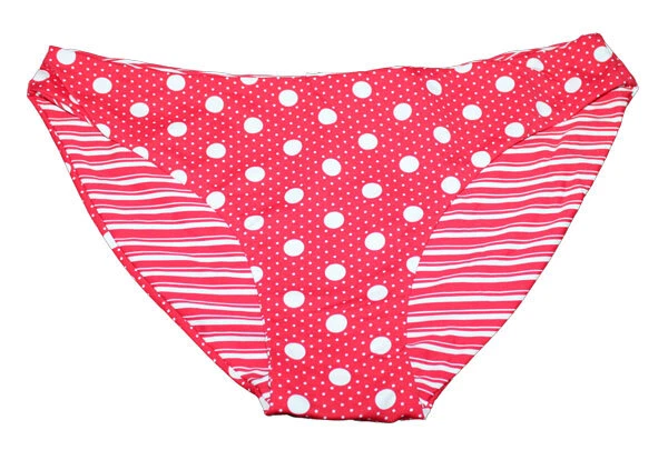 BIKINI SLIP BIKINIHOSE GESTREIFT / GEPUNKTET MOONTIDE ROT WEISS WENDBAR 38 NEU - Bild 2 von 4