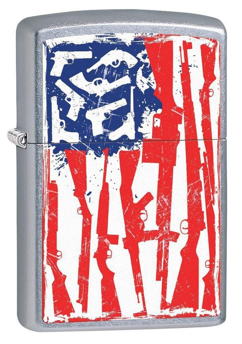 Zippo American Flag of Guns Lighter, Street Chrome NEW IN BOX