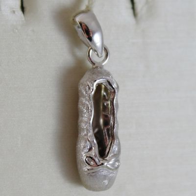 18K WHITE GOLD BALLET SHOE CHARM PENDANT, SATIN, 0.87 INCHES MADE IN ITALY