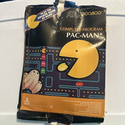 VINTAGE PAC-MAN ATARI 400 800 COMPUTER GAME CIB MANUAL BIG BOX COMPUTER ...