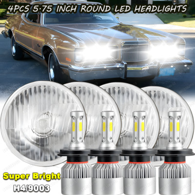 4PCS 5.75'' Round LED Headlights Hi/Lo for Mercury Cougar 1967-76 Monterey Comet