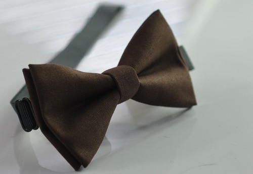 Cofee Dark Brown Cotton Bow tie bowtie + matched Elasitc Suspenders Braces - Picture 10 of 16
