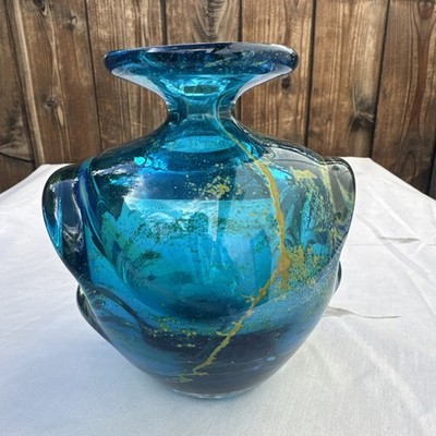 Vintage Mdina Hand Blown Signed Glass Vase 6