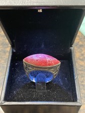 vintage Marked Sterling Silver 925 Large Red Coral Ring Size 7.5 Rare