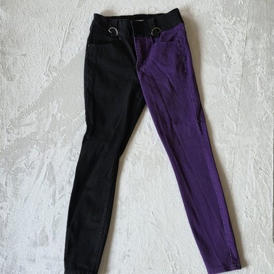 HT Denim Jeans Juniors 5 Black Purple Hi Rise Super Skinny Y2K