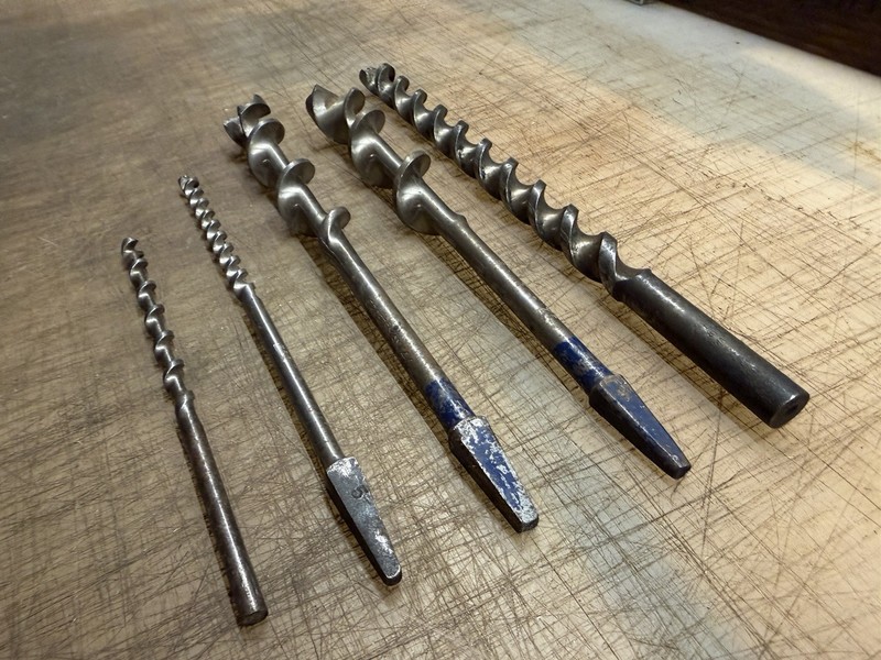 5 Antique Auger Bits - Drill Bits For Hand Bit & Brace Vintage Craftsman & Other
