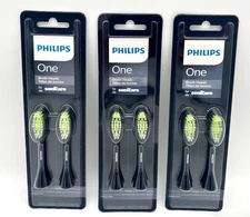 3 Pks Philips One By Sonicare Brush Heads Black 2-pack (6 Total Head)