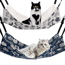 Cat Hammock for Cage Hanging Reversible 2Pack,Pet Hammock Bed Adjustable,Soft...