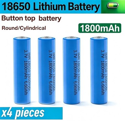 4Pcs Rechargeable Battery 3.7V 1800mah Capacity High Quality Button Top Battery