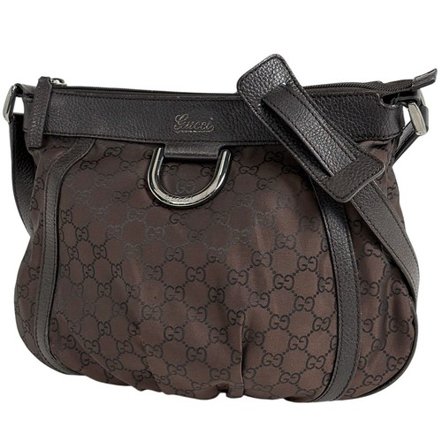 GUCCI 265691 Abby Vintage GG Nylon Leather Shoulder Hand bag Brown Used Women