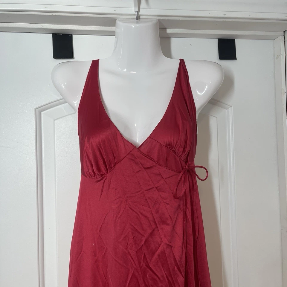 VTG Vanity Fair Negligee Maxi Night Gown Slip Dress Sz 36 Red Sexy Wrap Intimate - Image 3 of 4