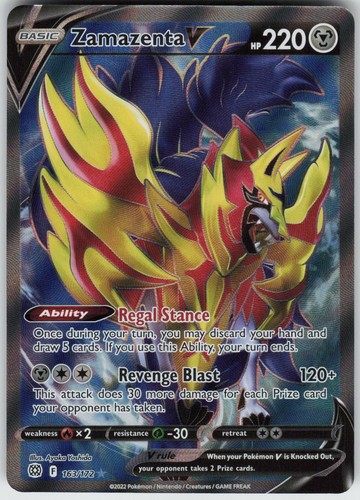 Zamazenta V 163/172 Ultra Rare Brilliant Stars Pokemon Holo Near Mint