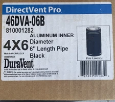 4" x 6 5/8" DirectVent Pro 6" Black Chimney Pipe - 46DVA-06B