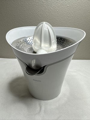 Philips Citrus Press Juicer HR2752 White Works -MISSING LID AND RUBBER FOOT RING