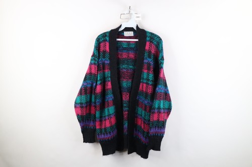 Vintage 90s Streetwear Womens Large Distressed Mohair Wool Knit Cardigan Sweater - Image 1