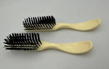 Vintage Hair Brush Lot 2 Ivory Plastic Black Bristle 7 Styling Brushes