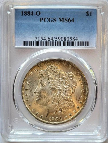 1884-O PCGS MS-64 Rim toned on Obverse & Reverse   Morgan Silver Dollar.  #321.